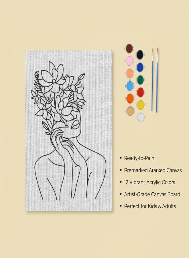 HOBBY INDIA Canvas Painting Board Kit for Kids & Adults | DIY Art & Craft Gift for Boys & Girls | Pre-Designed Indian Handmade Art | Home, Bedroom, Living Room & Office Décor (12 x 9 Inch) (Fl.Girl) - Image 5